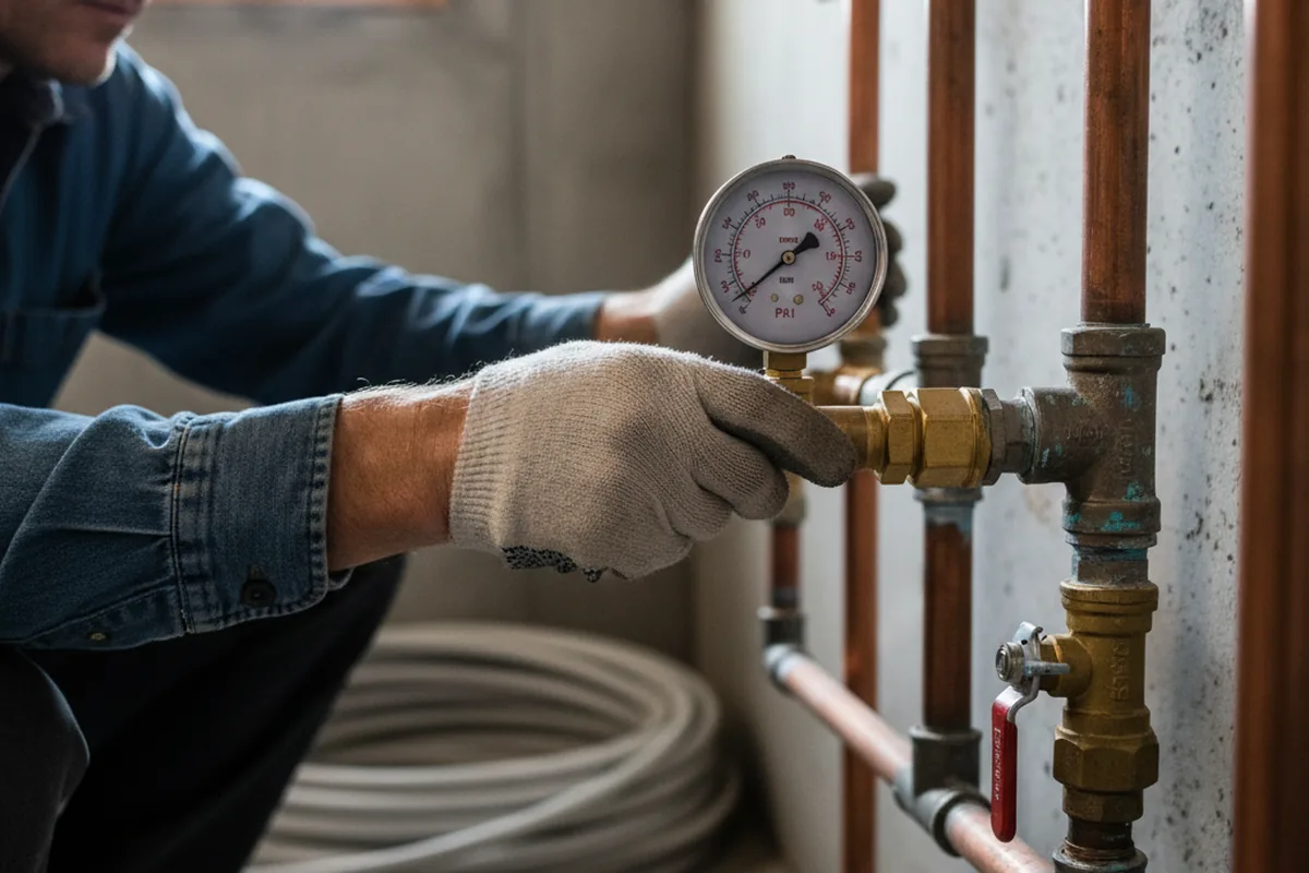 Pressure testing a repaired line during Water Line Repair in Fort Hood